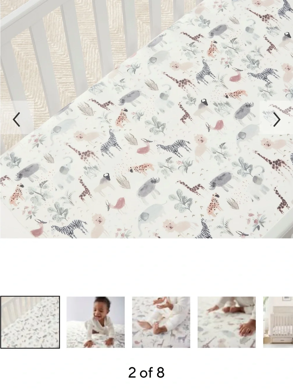 Pottery Barn Organic Cotton Safari Crib Sheet (1 fitted sheet)